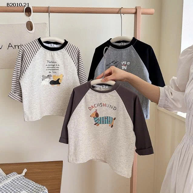 ÁO THUN DÀI TAY HỌA TIẾT CHÓ DACHSHUND-Giá sỉ 92k