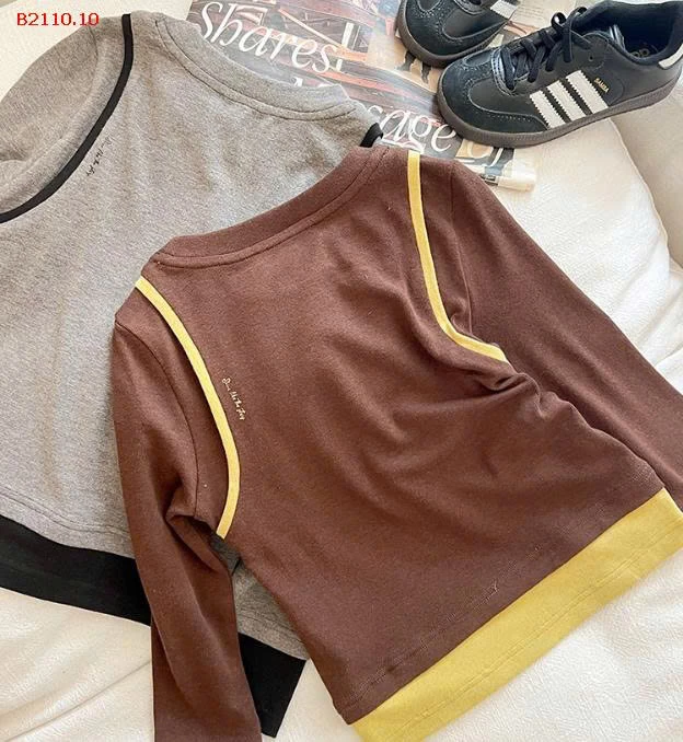 ÁO THUN DÀI TAY PHỐI MÀU AMBB  - Giá sỉ sz 90-150: 158k 160: 172k 170: 185k