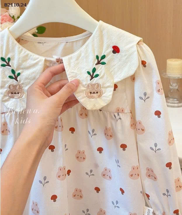  áo babydoll cổ sen thỏ bg  - sỉ 92k