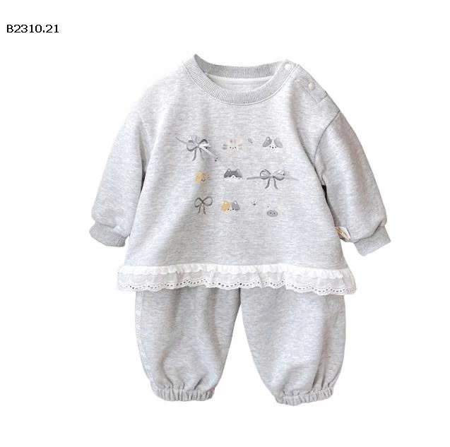 Bộ đồ thu đông  nơ xinh xắn cao cấp cho bé - sỉ gIá 283k
