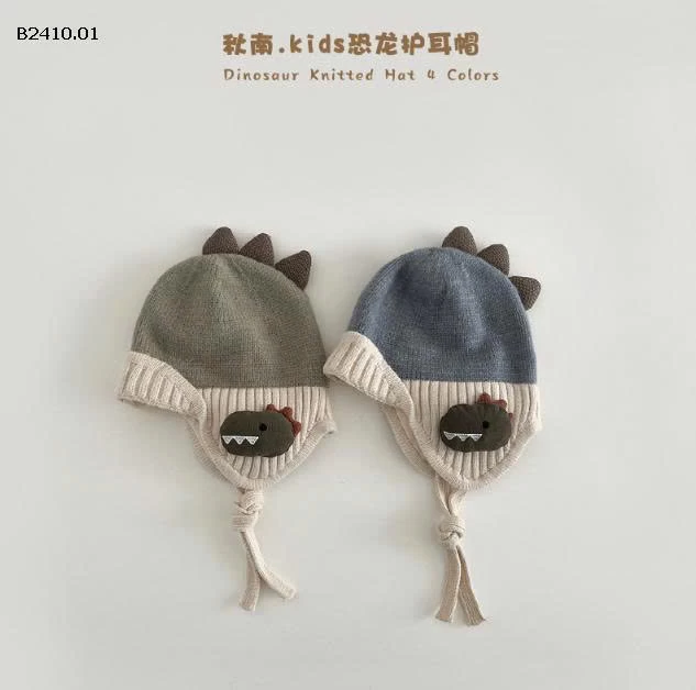 MŨ KHỦNG LONG BỊT TAI CHO BÉ-Giá sỉ 159k /1 set /2 c