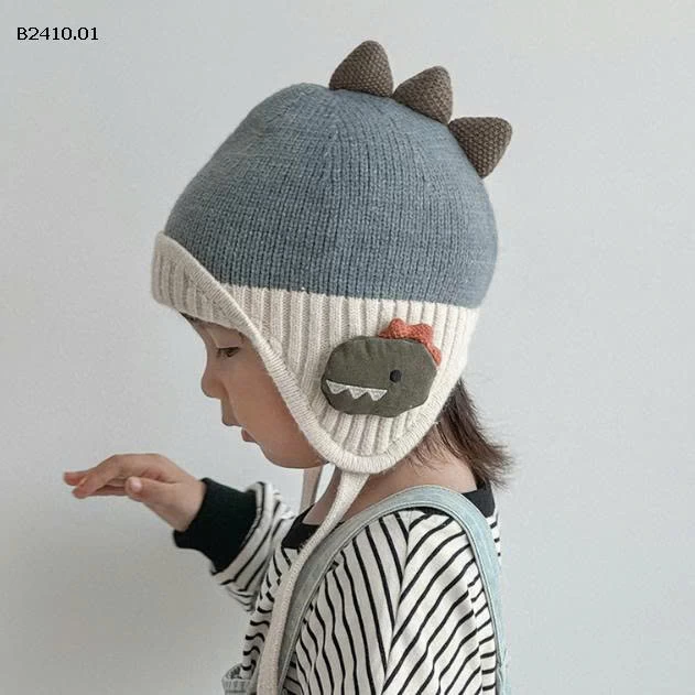 MŨ KHỦNG LONG BỊT TAI CHO BÉ-Giá sỉ 159k /1 set /2 c