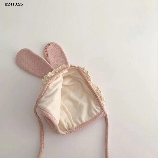 MŨ BÉ SƠ SINH TAI THỎ PHỐI REN BG-Giá sỉ 81k 