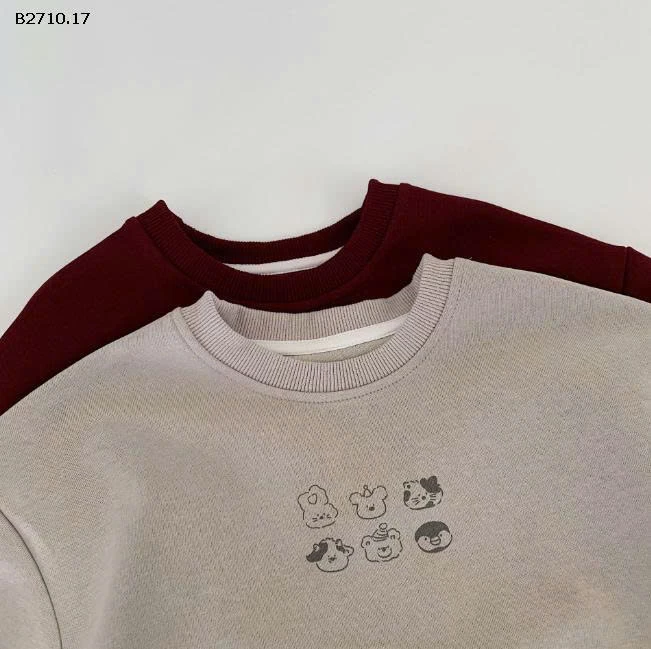 Áo nỉ in họa tiết cute nhà Huzhou Zhili - sỉ 143k 