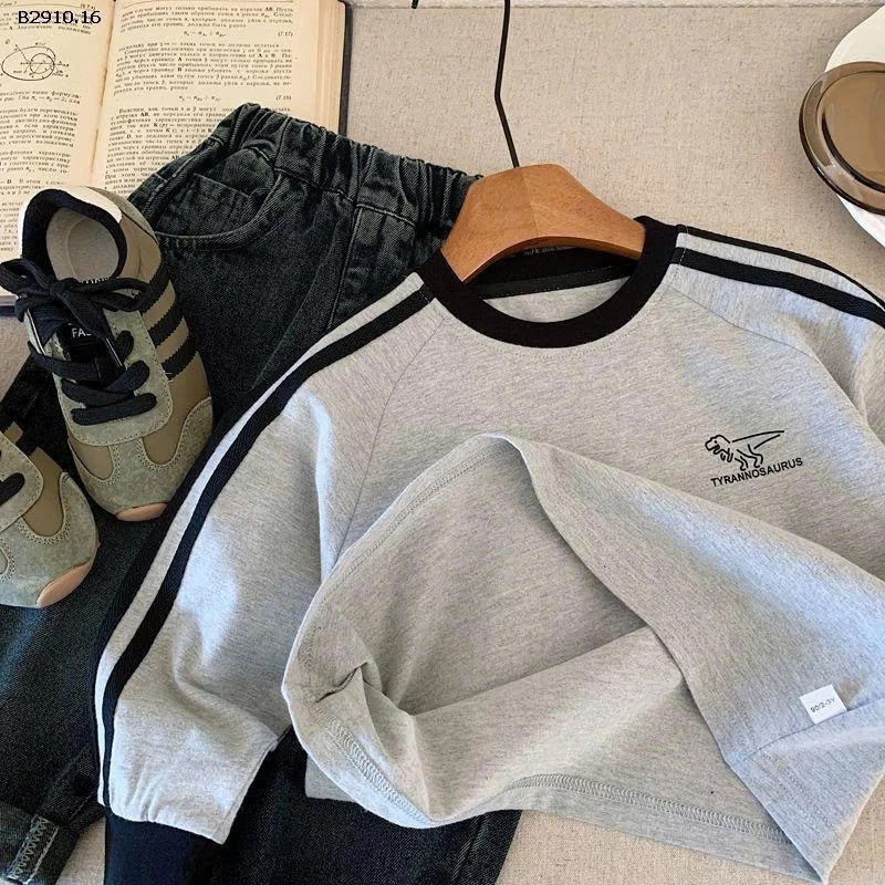 Áo thun tay dài raglan họa tiết khủng long thời trang thu đông 2025 cho bé- sỉ 129k