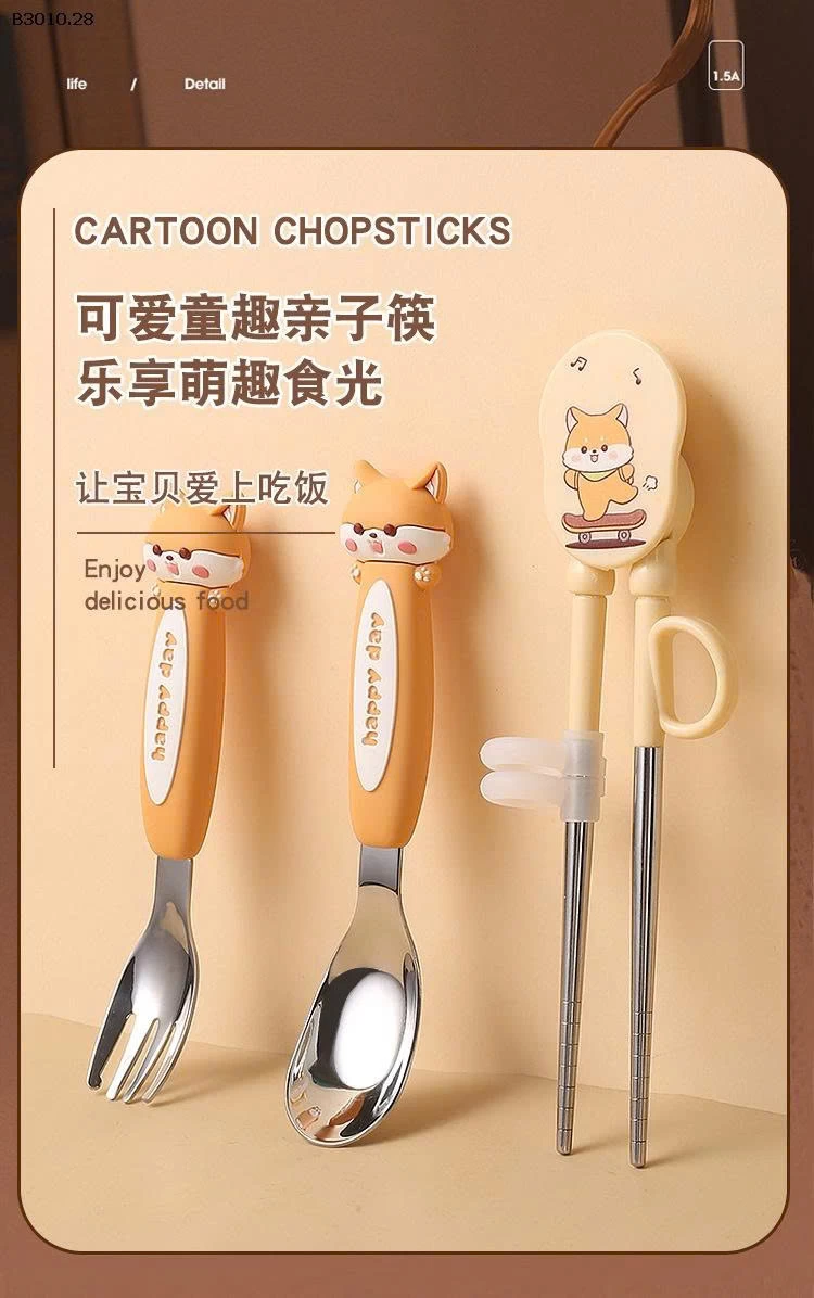 SET MUỖNG NĨA KÈM ĐŨA CHO BÉ -Giá sỉ 85k/ set 4c