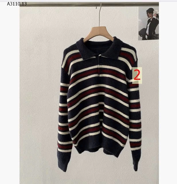 ÁO LEN KẺ CỔ POLO  - sỉ 263k