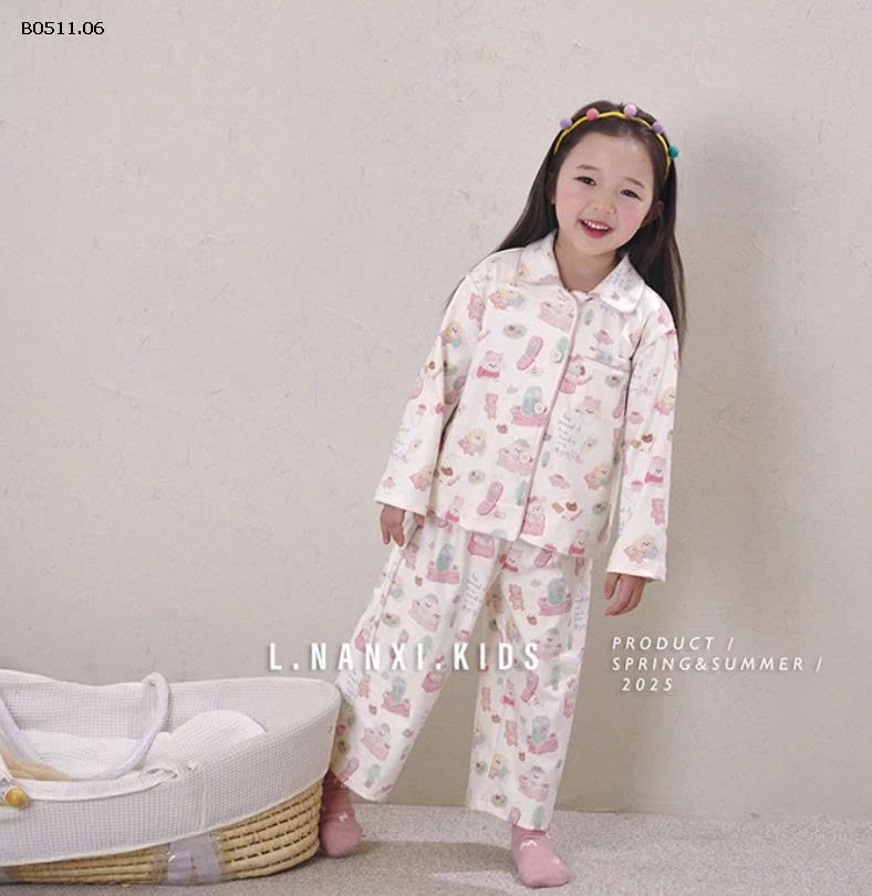 Bộ pyjama bé trai bé gái nhà  linanxi-Giá sỉ 202k