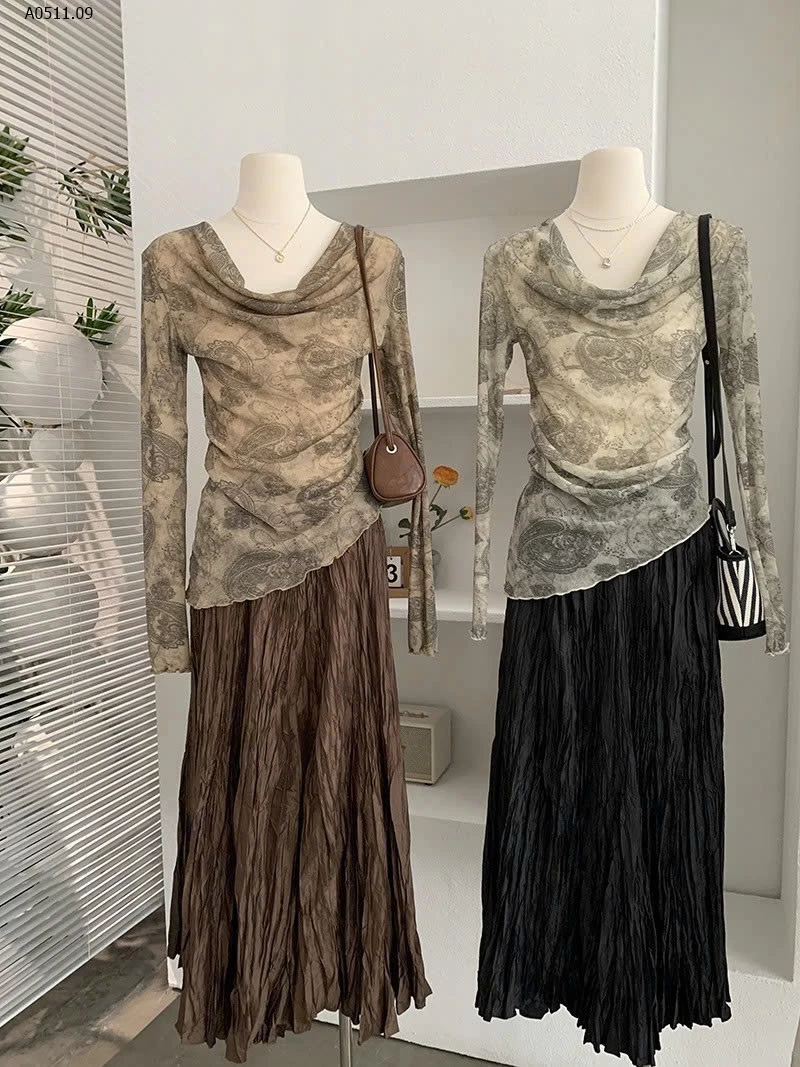 ÁO NỮ CỔ ĐỔ HỌA TIẾT - sỉ 128k