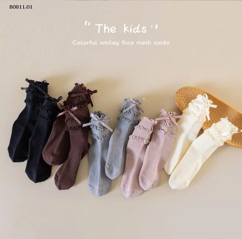 SÉT 5Đ TẤT VIỀN BÈO KITTY-Giá sỉ 47k/set 5 đoi mix màu 