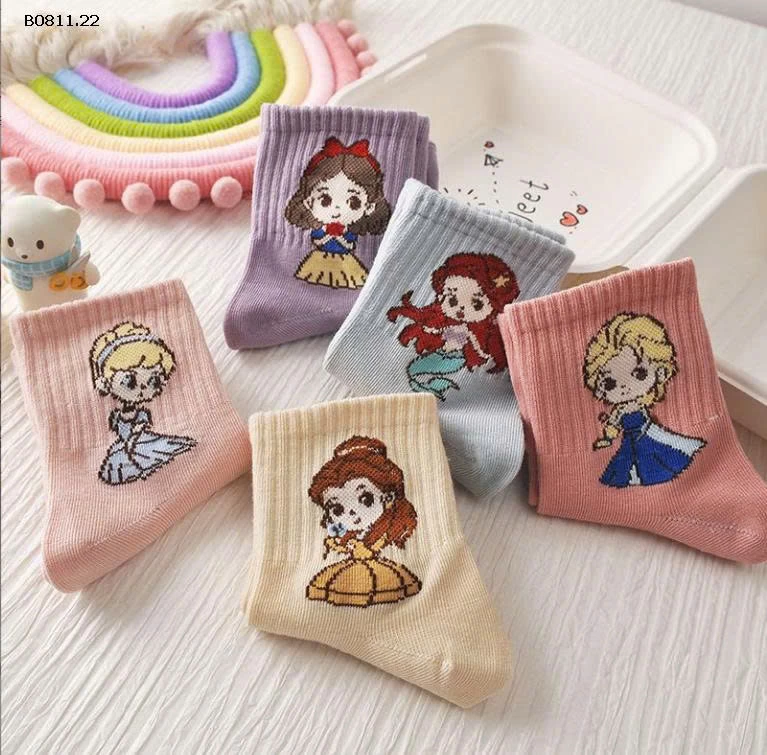 SET 5 ĐÔI TẤT CÔNG CHÚA CHO BG  - sỉ 59k/set 5 đôi