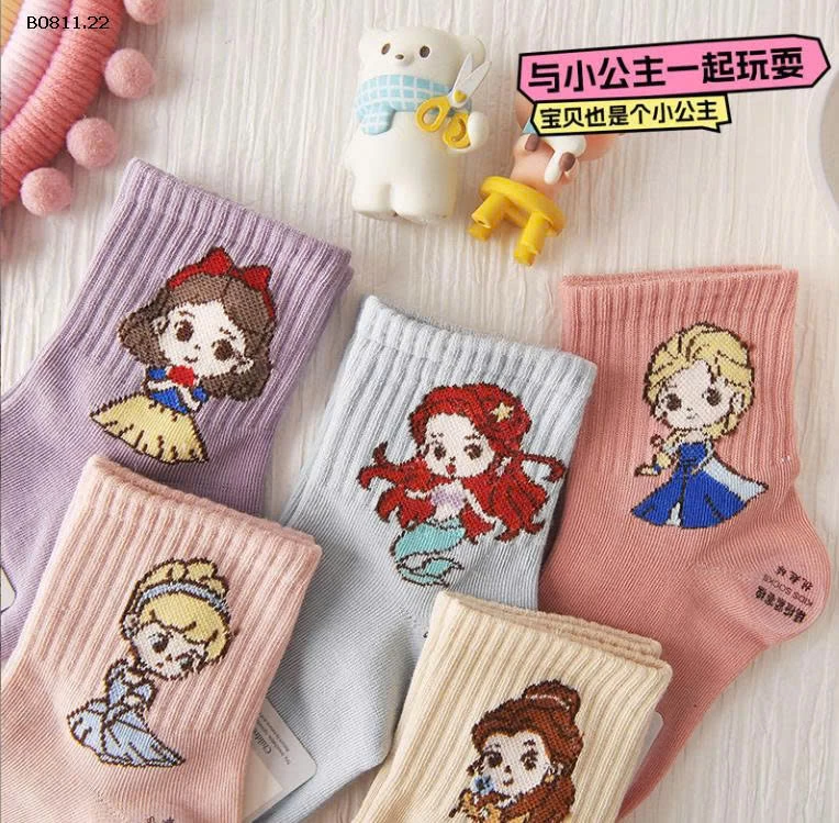 SET 5 ĐÔI TẤT CÔNG CHÚA CHO BG  - sỉ 59k/set 5 đôi