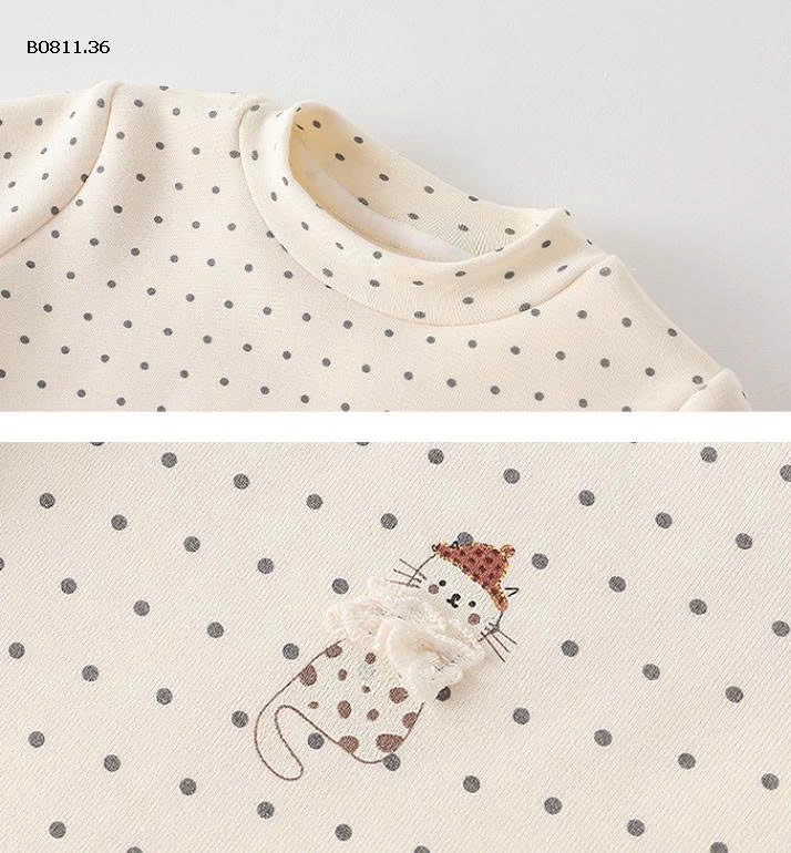 ÁO THUN HỌA TIẾT CHẤM BI CHO BG-Giá sỉ 145k