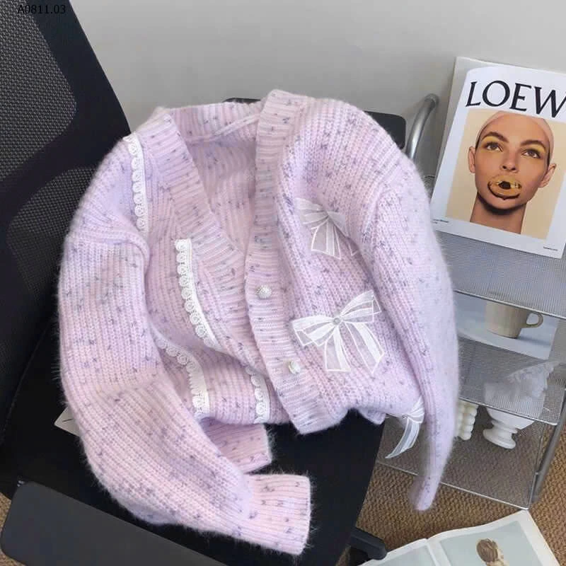 ÁO KHOÁC LEN NƠ PHỐI REN NỮ- sỉ 165k