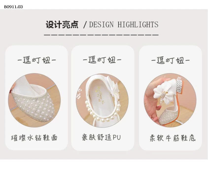 Giày pha lê kiểu mới cho bé gái - sỉ giá 229k