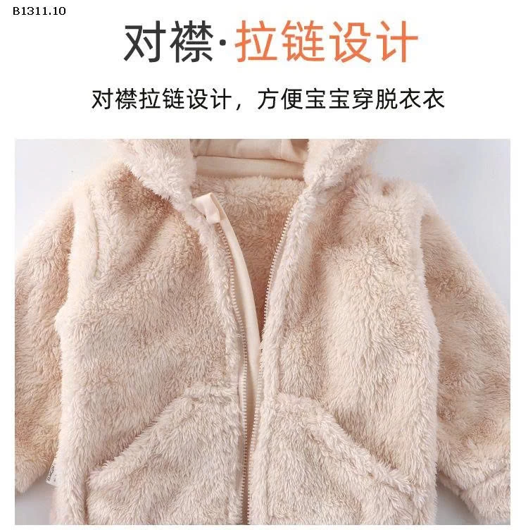 Áo khoác ấm áp có mũ trùm đầu lót lông cừu dành cho trẻ-Giá sỉ 108k