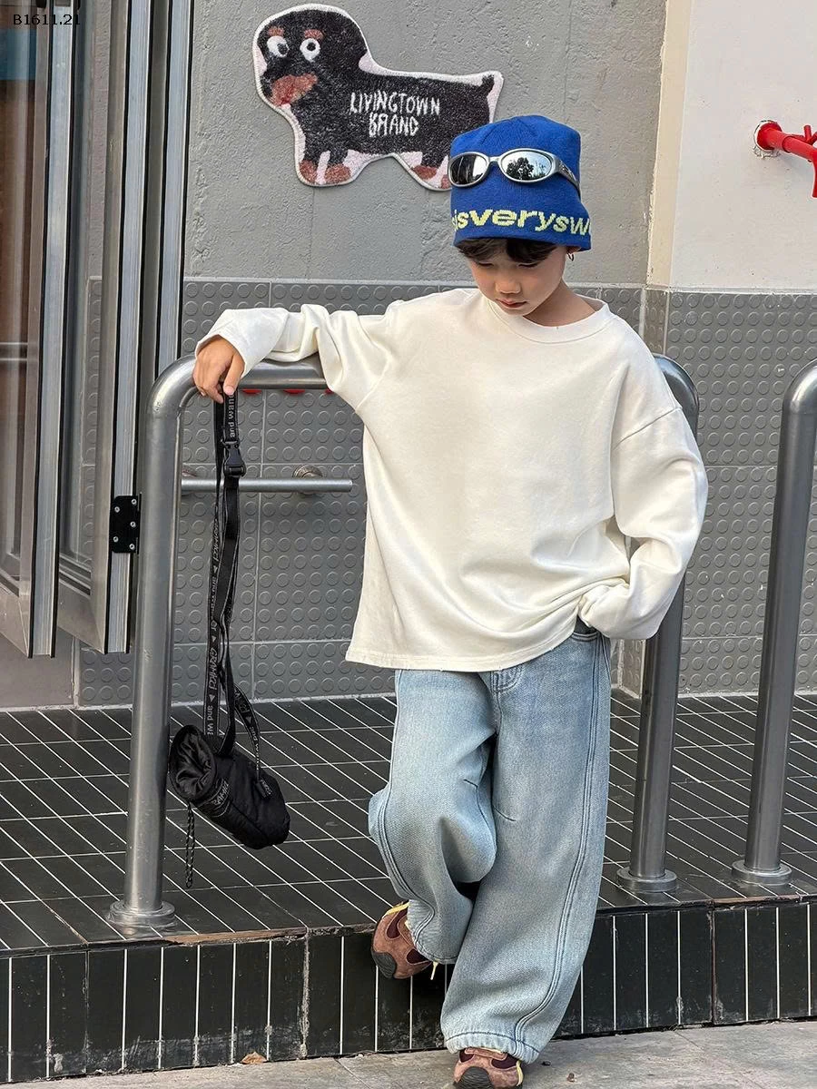 Áo thu đông trắng trơn  cho bé  nhà AMBB -Giá sỉ sz 90-150: 192k sz 160 : 208k sz 170 : 224k