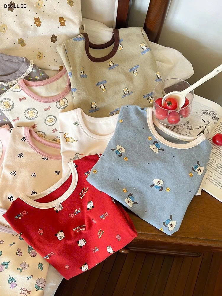 Bộ đồ ngủ cotton nguyên chất loại A họa tiết hoạt hình  cho bé  nhà AMBB  -Giá sỉ sz 80-150: 140k sz 160 : 160k