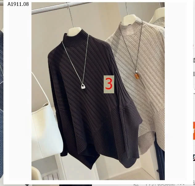 Áo len cổ lọ tay cánh dơi  - sỉ 252k