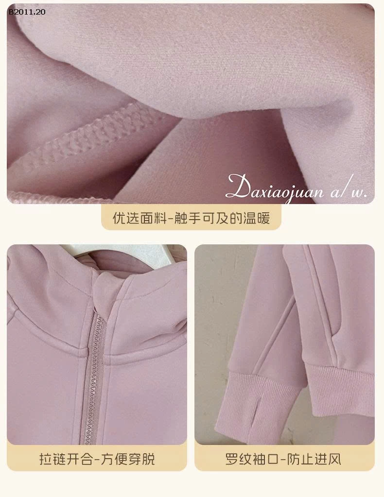 Bộ đồ thể thao thường ngày dày dặn có mũ trùm đầu cho bé gái - giá sỉ  size 90-130 giá 350k size 140-150 giá 390k