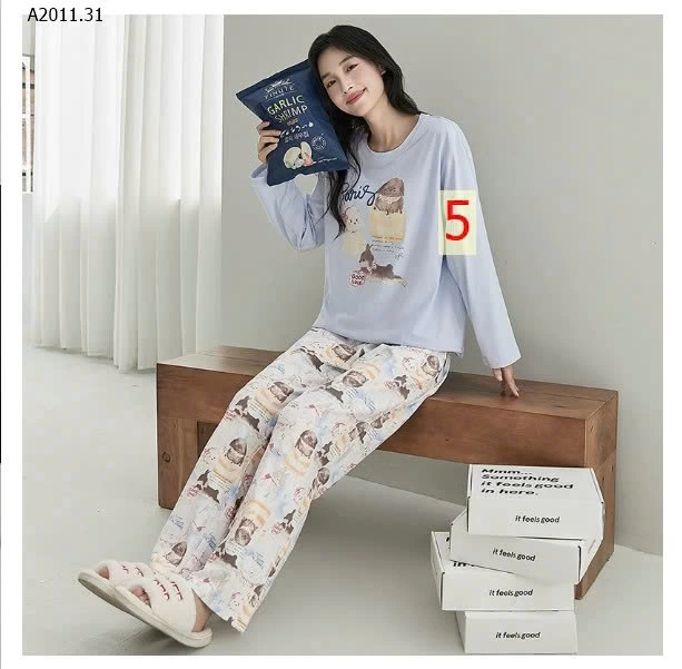 BỘ NGỦ DÀI TAY DỄ THƯƠNG CÓ LÓT NGỰC - sỉ 137k