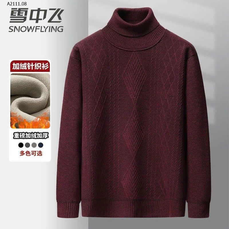 Áo len nam cao cổ lót lông ấm áp- sỉ 178k