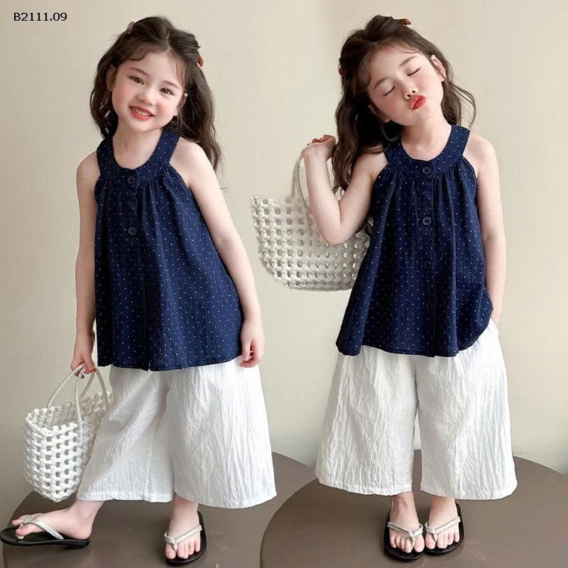 Bộ áo vest chấm bi mới mùa hè 2025 cho bé gái-sỉ 188k
