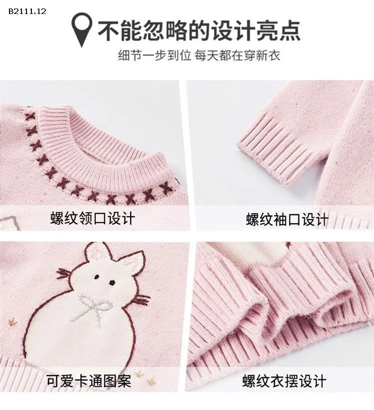 Áo len áo len dệt kim hoạt hình cho bé gái-sỉ 224k