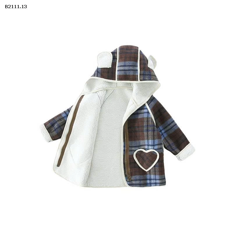 Áo khoác lót lông cừu họa tiết trái tim cho bé gái-sỉ 302k
