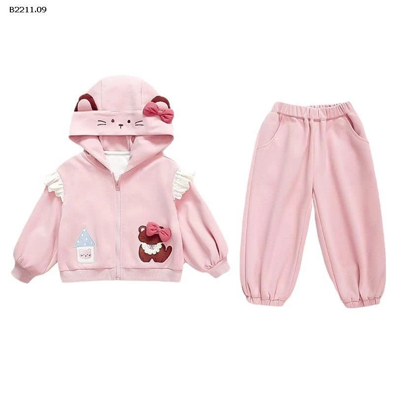 Bộ áo nỉ ren cho bé gái phong cách hàn quốc - giá sỉ 275k