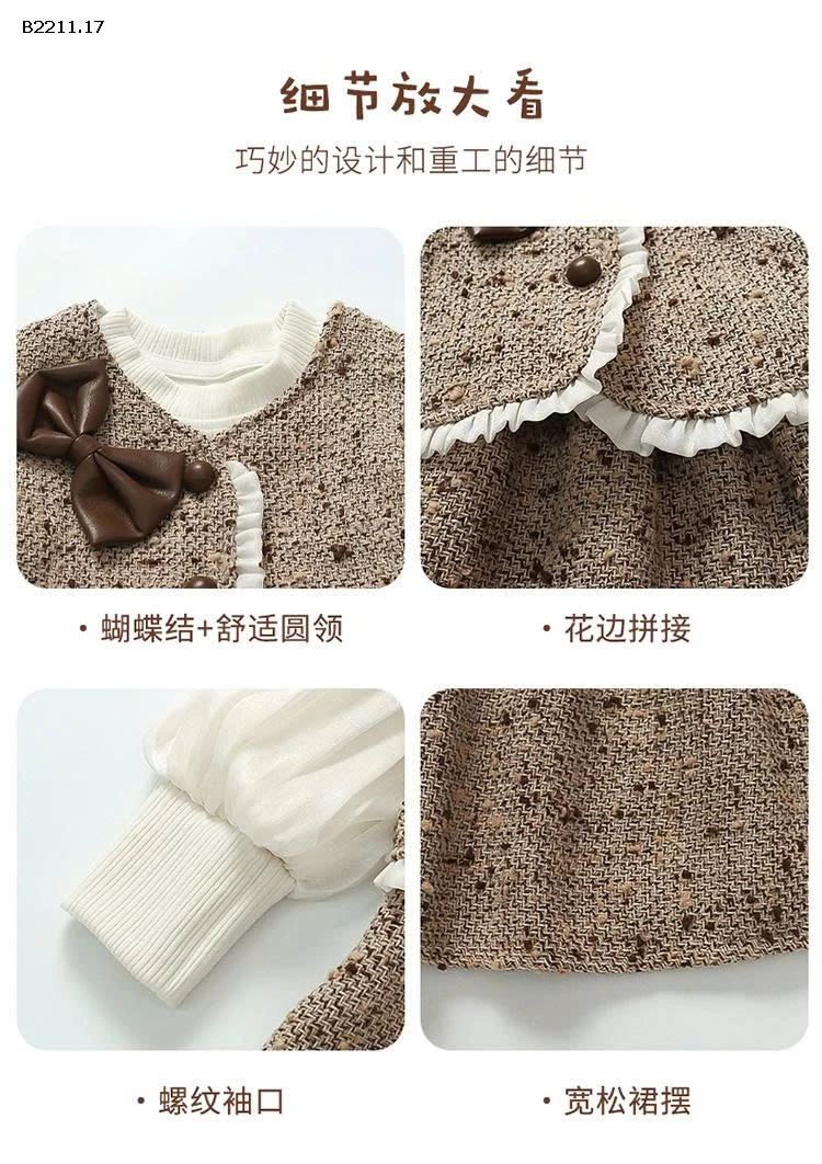 Set váy dạ phong cách Chanel cho bé gái- giá sỉ 275k