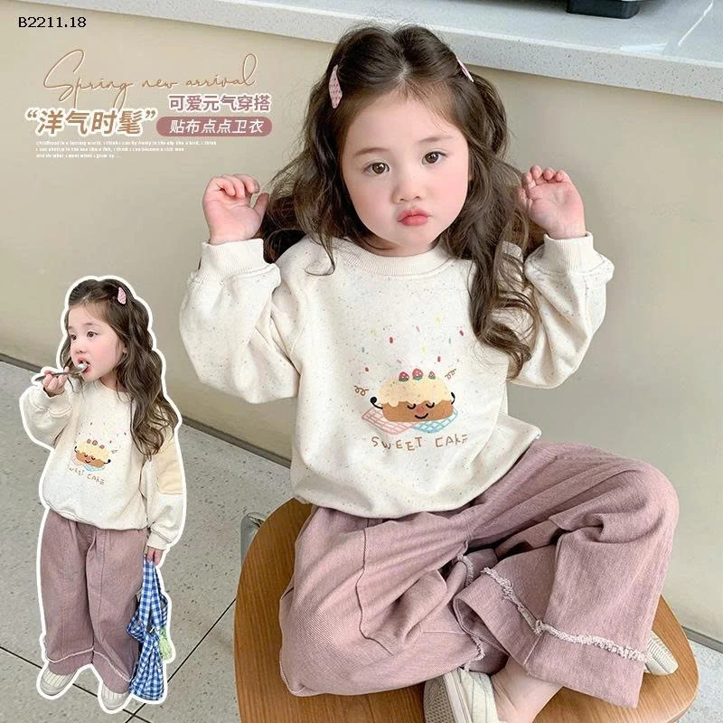 Áo nỉ chấm bi hoạt hình  cho bé gái - giá sỉ 172k