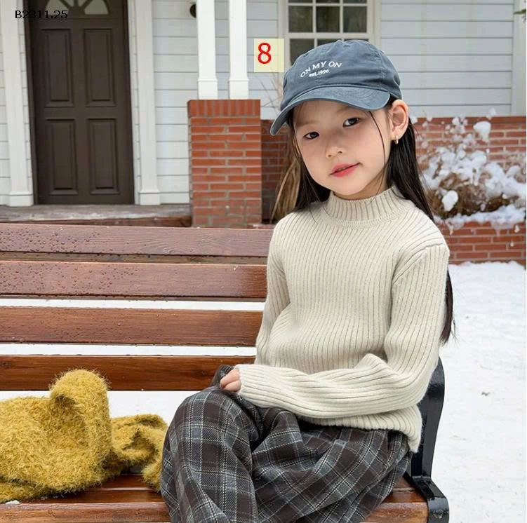 Áo len cổ lọ màu trơn Vải dệt kim nhà AMBB -Giá sỉ Sz 90-150: 168k Sz 160 : 180k