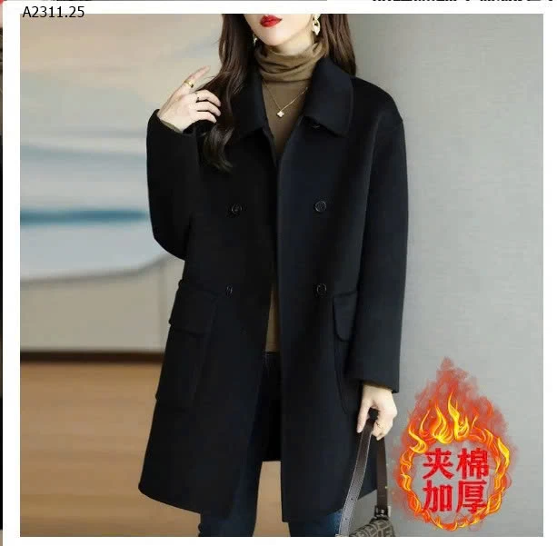 Áo khoác dạ len dáng ôm dáng dài vừa phải có lót cotton và  dày cho nữ - sỉ giá 365k