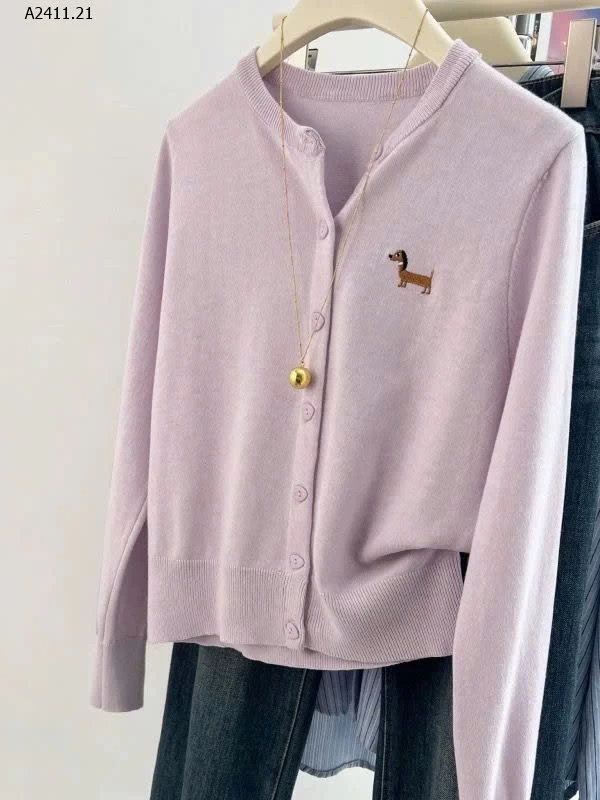 ÁO LEN CARDIGAN THÊU HÌNH CÚN-Giá sỉ 148k