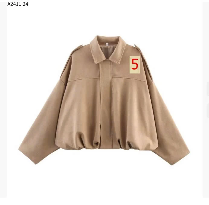 Áo khoác bomber thắt eo khóa vai da lộn cho nữ-Giá sỉ 285k