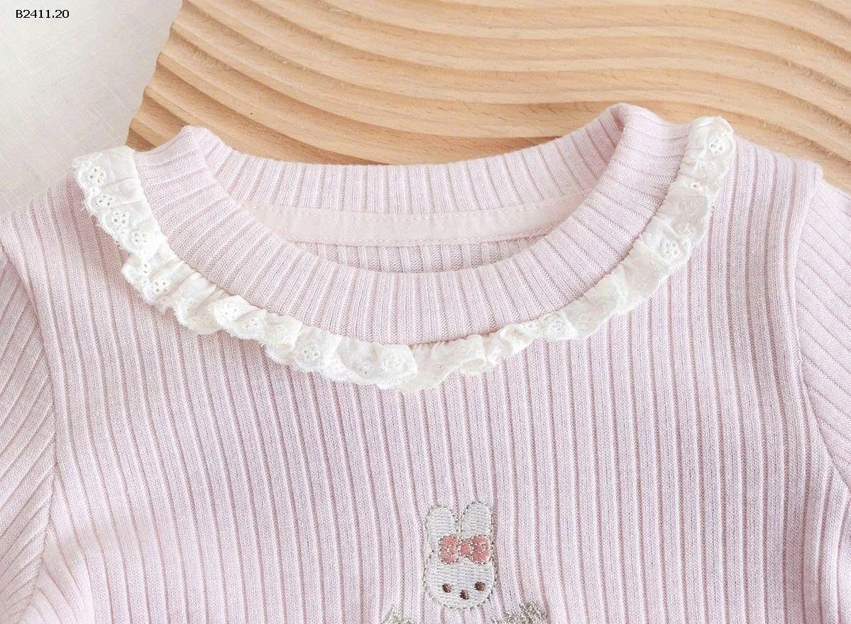 Áo thun cổ bèo nữ thời trang xuân thu cho bé gái-Giá sỉ 105k