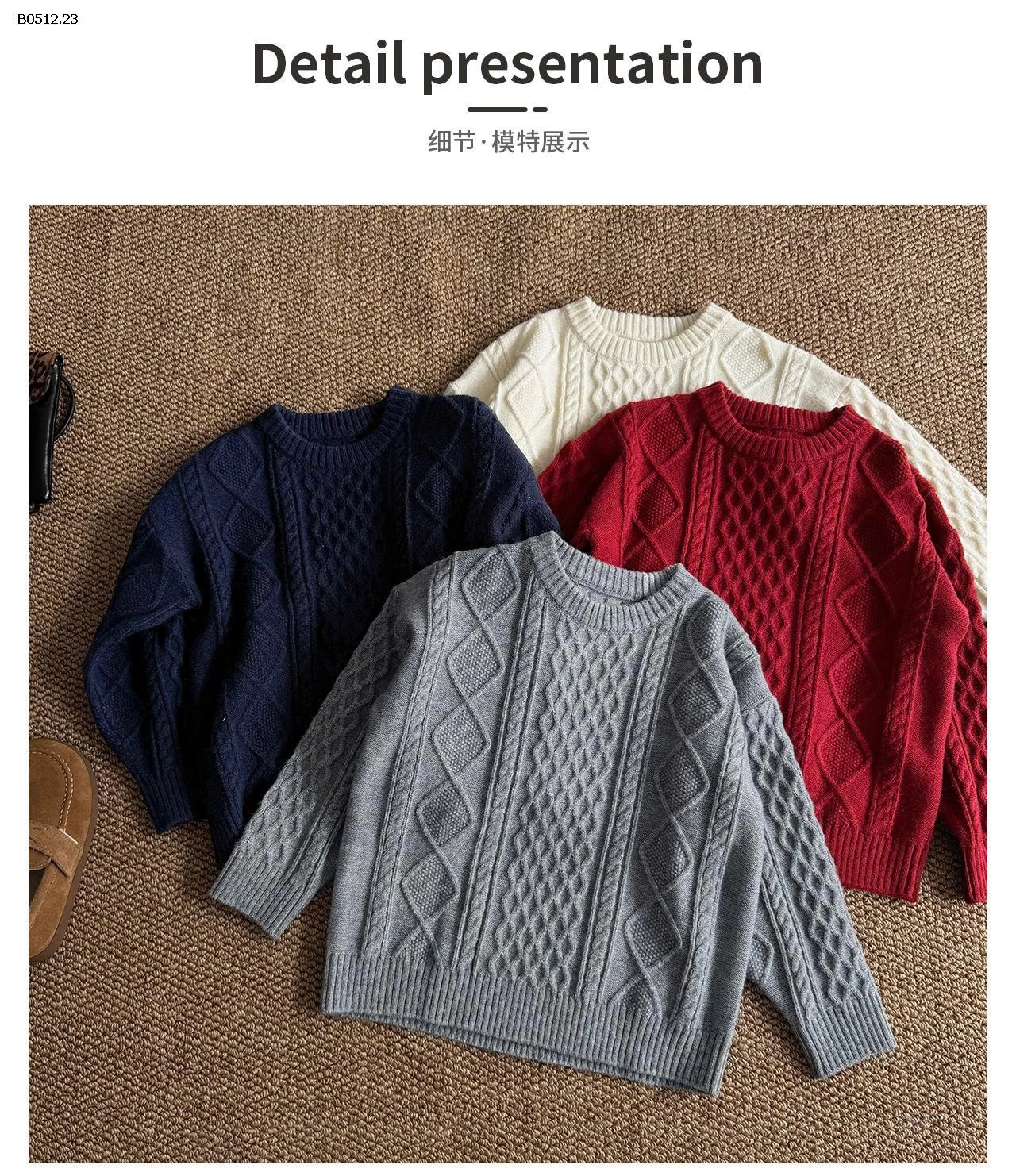 ÁO LEN VẶN THỪNG CỔ CON -sỉ 249k