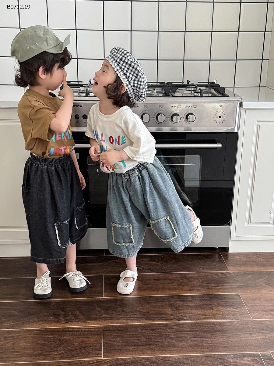 JEANS LỠ ỐNG RỘNG VÁ GỐI-sỉ 198k