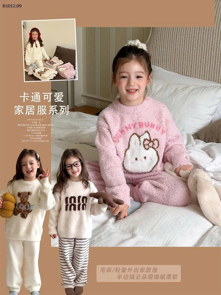 Bộ đồ ngủ lông cừu hai mặt nhà AMBB -Giá sỉ  sz 90-150 : 275k sz 160 : 299k