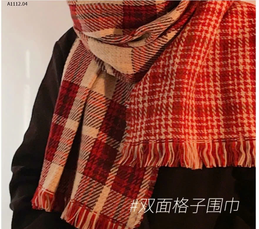 KHĂN CHOÀNG KẺ ĐỎ 2 MẶT-sỉ 85k