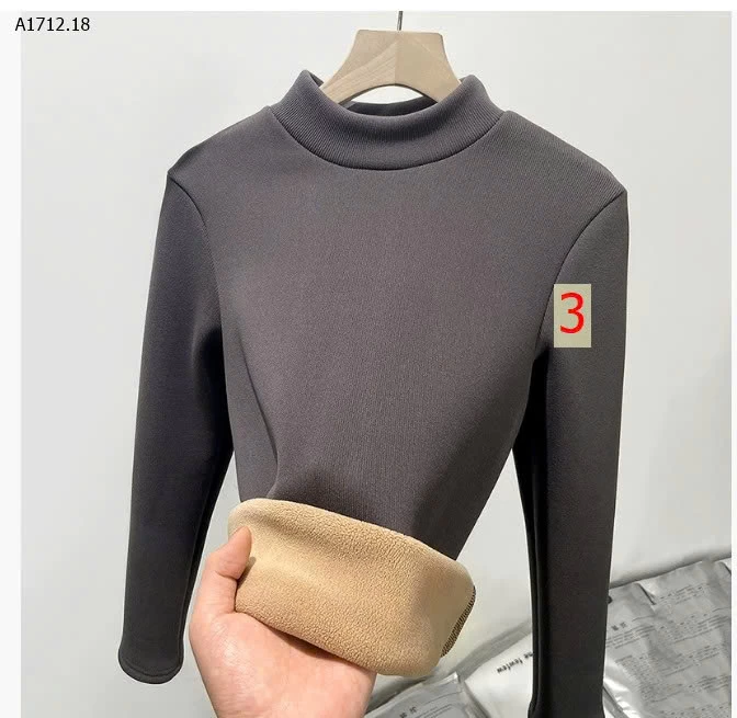 Áo cổ cao ôm sát, lót lông cừu, giữ ấm dành cho nữ - sỉ giá 122k