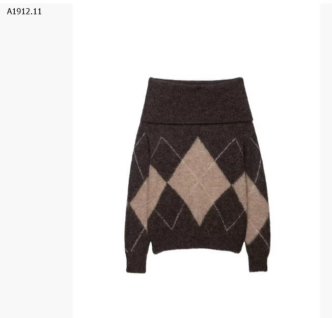 Áo dệt kim trễ vai hình thoi thời trang và đa năng kiểu Âu-Mỹ -Giá sỉ 280k