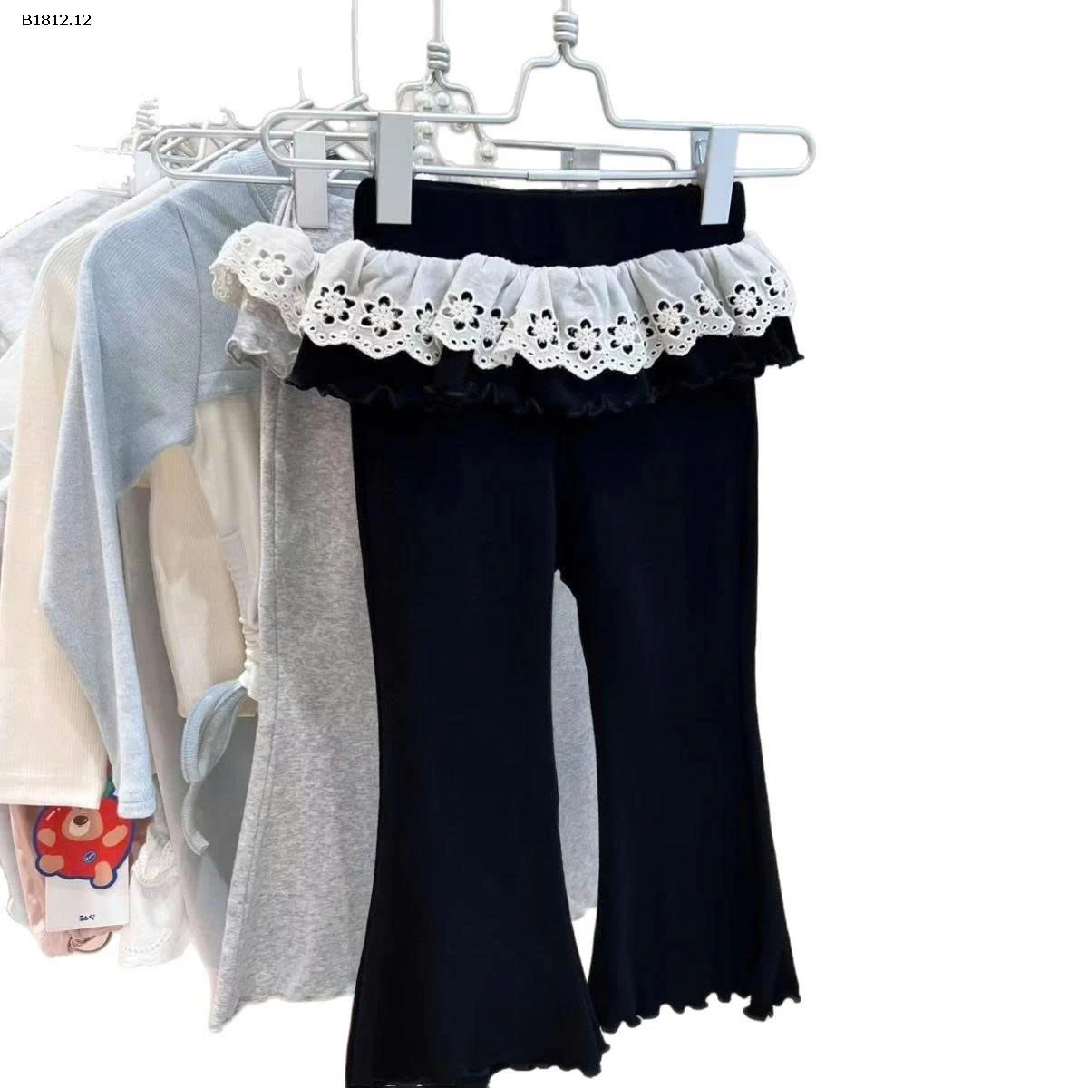 Quần legging ống loe ren giả hai mảnh cho bg - sỉ 97k