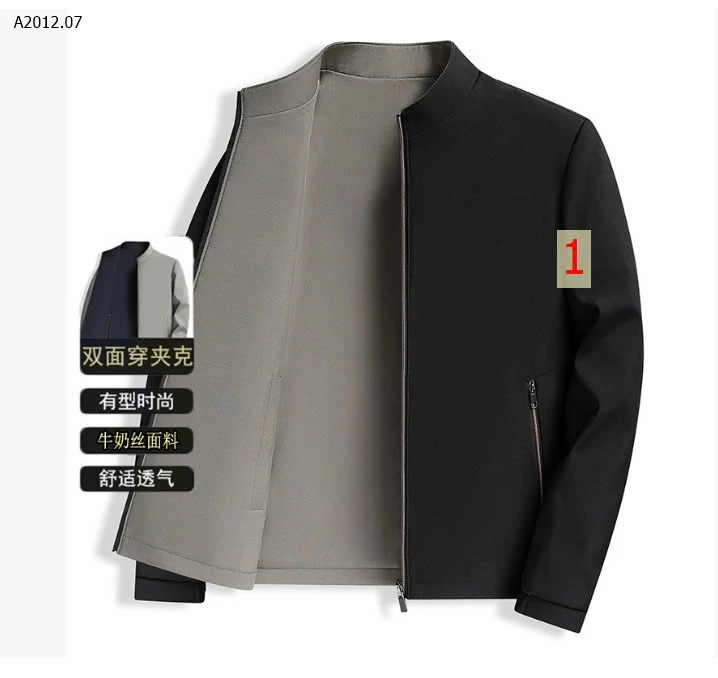 ÁO KHOÁC NAM CỔ ĐỨNG – MẶC ĐƯỢC 2 MẶT sỉ 218k