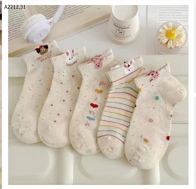 TẤT MUỐI TIÊU  TONE HỒNG  - Giá sỉ 63k/ combo 10đ mix màu