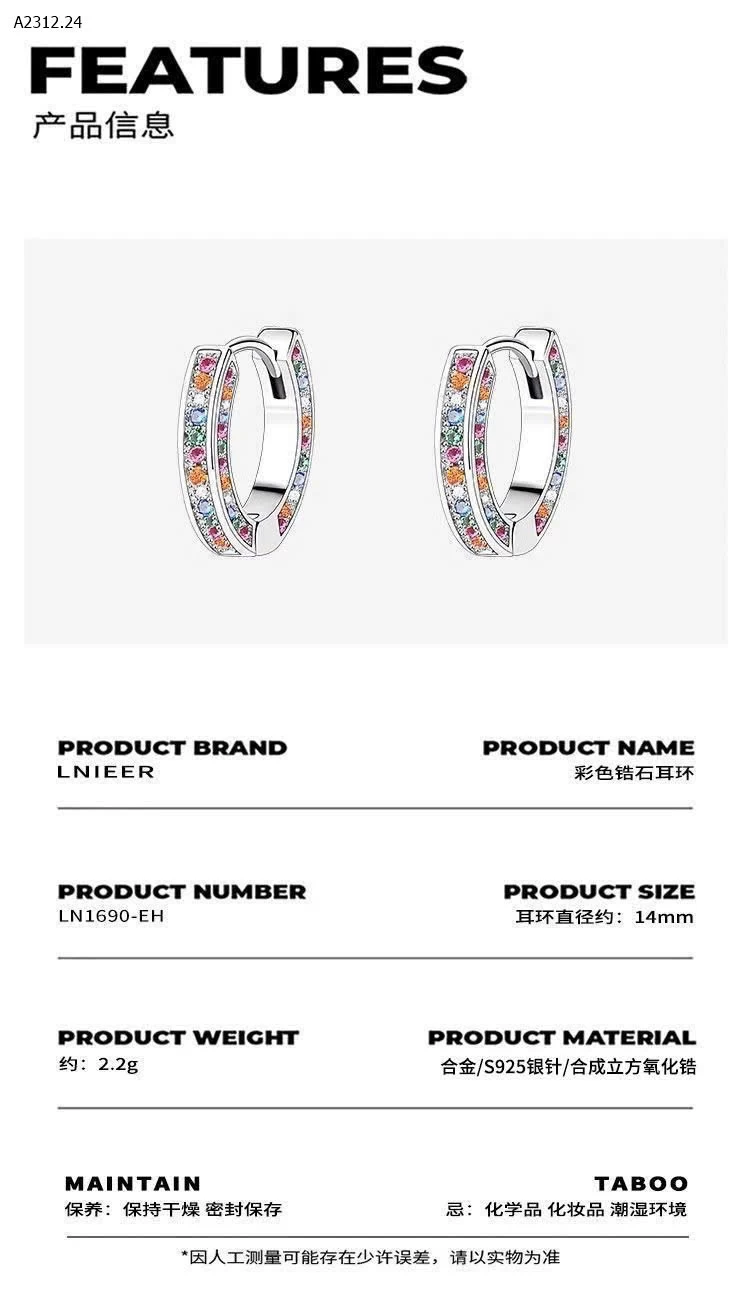 KHUYÊN TAI LINIEER 925 - sỉ 120k