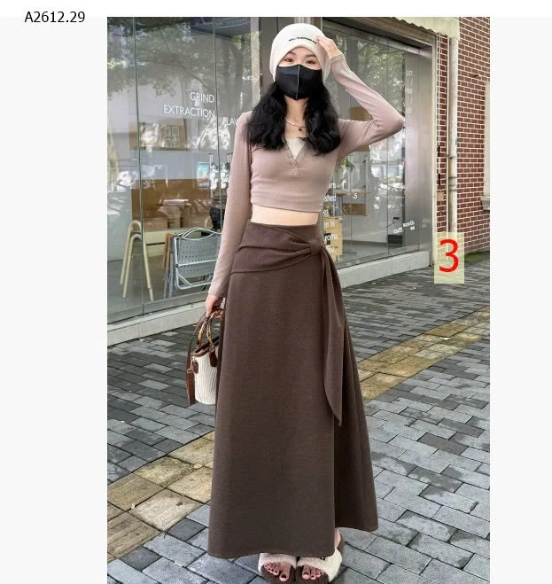 Chân váy midi len mùa đông mới dành cho nữ-Giá sỉ 220k