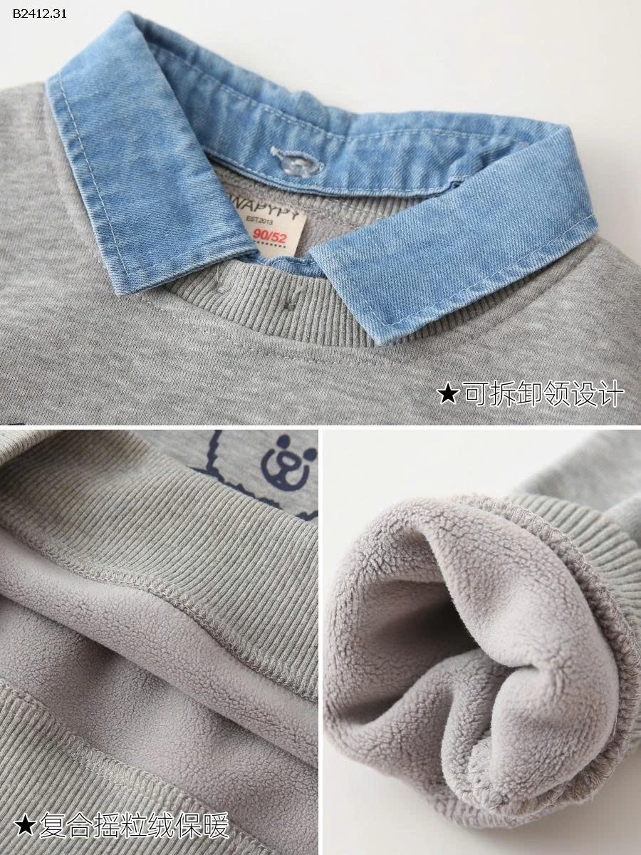 Áo nỉ trẻ em kiểu Hàn Quốc mới năm 2025 với cổ áo có thể tháo rời  WAPYPY-Giá sỉ 126k