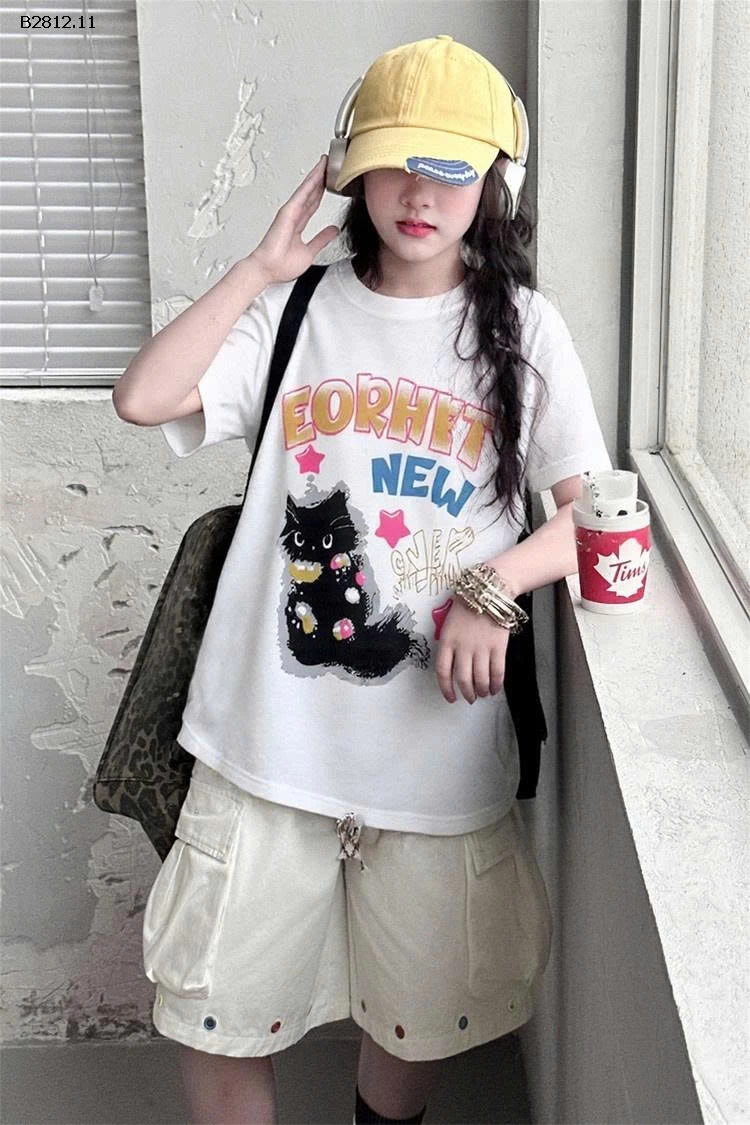 ÁO THUN MÈO MIX SHORT TÁN ĐINH-Giá sỉ áo 145k  quần 206k 